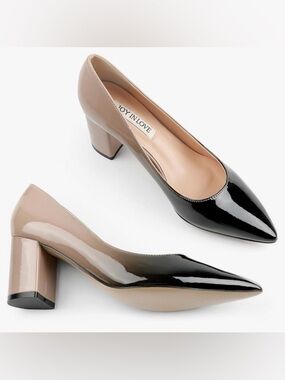 Joy In Love Black Ombré Pointed Toe Block Heel Faux Patent Leather Size 8.5